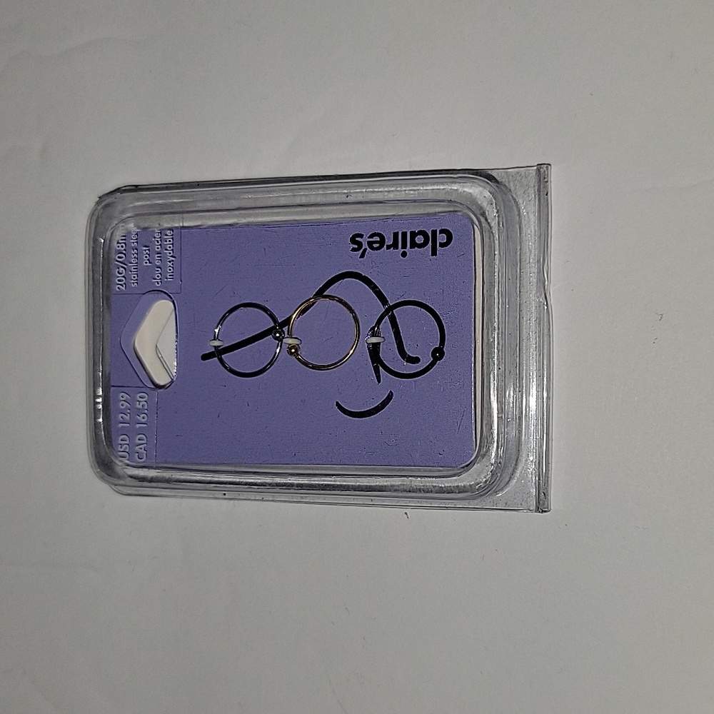 Claire's Nose Ring, 3 in a pack, Gold, Silver and Black metal - Picture 1 of 2